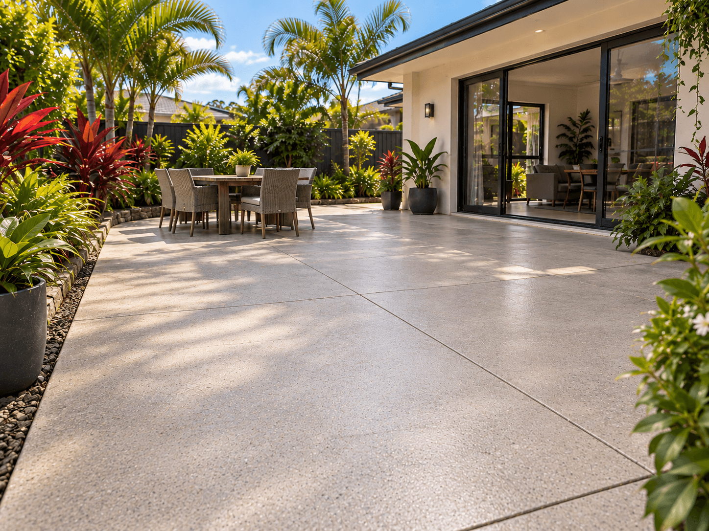 Clean restored patio concrete after restoration